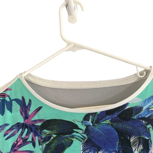 Puma Blue & White Multicolor Colorful Floral Tropical Casual T-Shirt Women Sz L - Picture 6 of 10